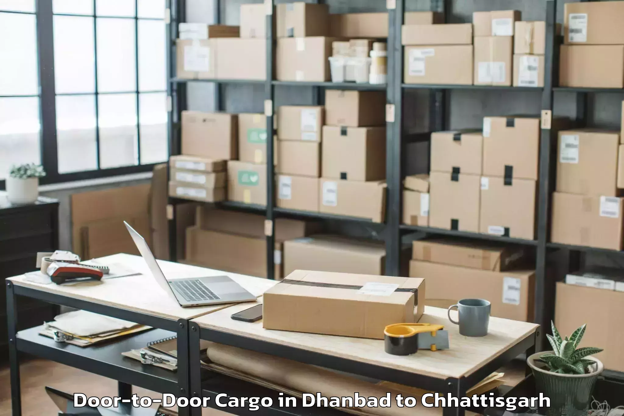 Easy Dhanbad to Chirimiri Door To Door Cargo Booking